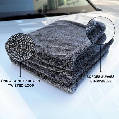 BlackDry™ | PACK X3 Microfibras Ultra absorbentes Premium 1400 GSM 40x40 cm Twisted Loop