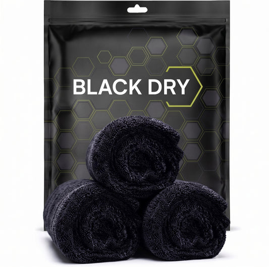 BlackDry™ | PACK X3 Microfibras Ultra absorbentes Premium 1400 GSM 40x40 cm Twisted Loop